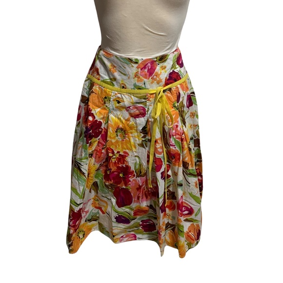 Lapis White Floral Aline Full skirt size medium - Picture 1 of 5